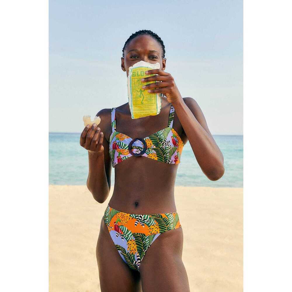 Farm Rio Striped Bananas Tropical Print Bikini Set - Size Large